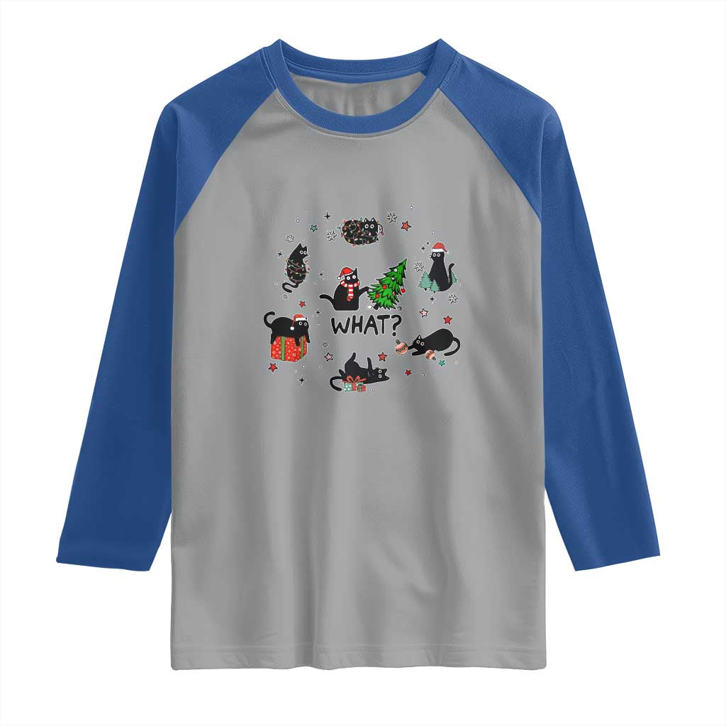 Cute Cat Christmas Raglan Shirt What? Funny Meowy Catmas Gift For New Year TS10 Sport Gray Royal Print Your Wear