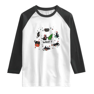 Cute Cat Christmas Raglan Shirt What? Funny Meowy Catmas Gift For New Year TS10 White Black Print Your Wear