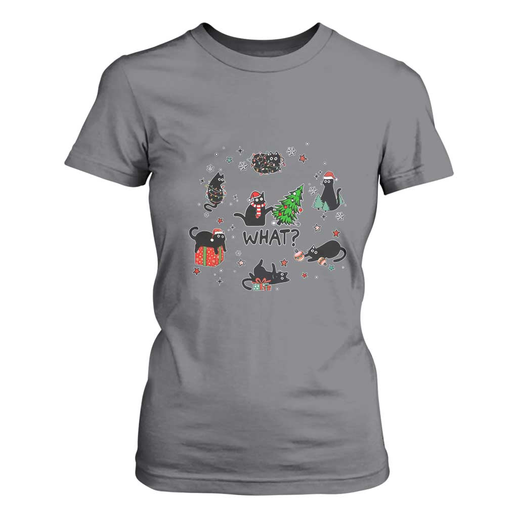 Cute Cat Christmas T Shirt For Women What? Funny Meowy Catmas Gift For New Year TS10 Charcoal Print Your Wear
