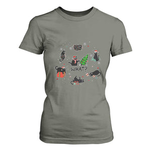 Cute Cat Christmas T Shirt For Women What? Funny Meowy Catmas Gift For New Year TS10 Military Green Print Your Wear
