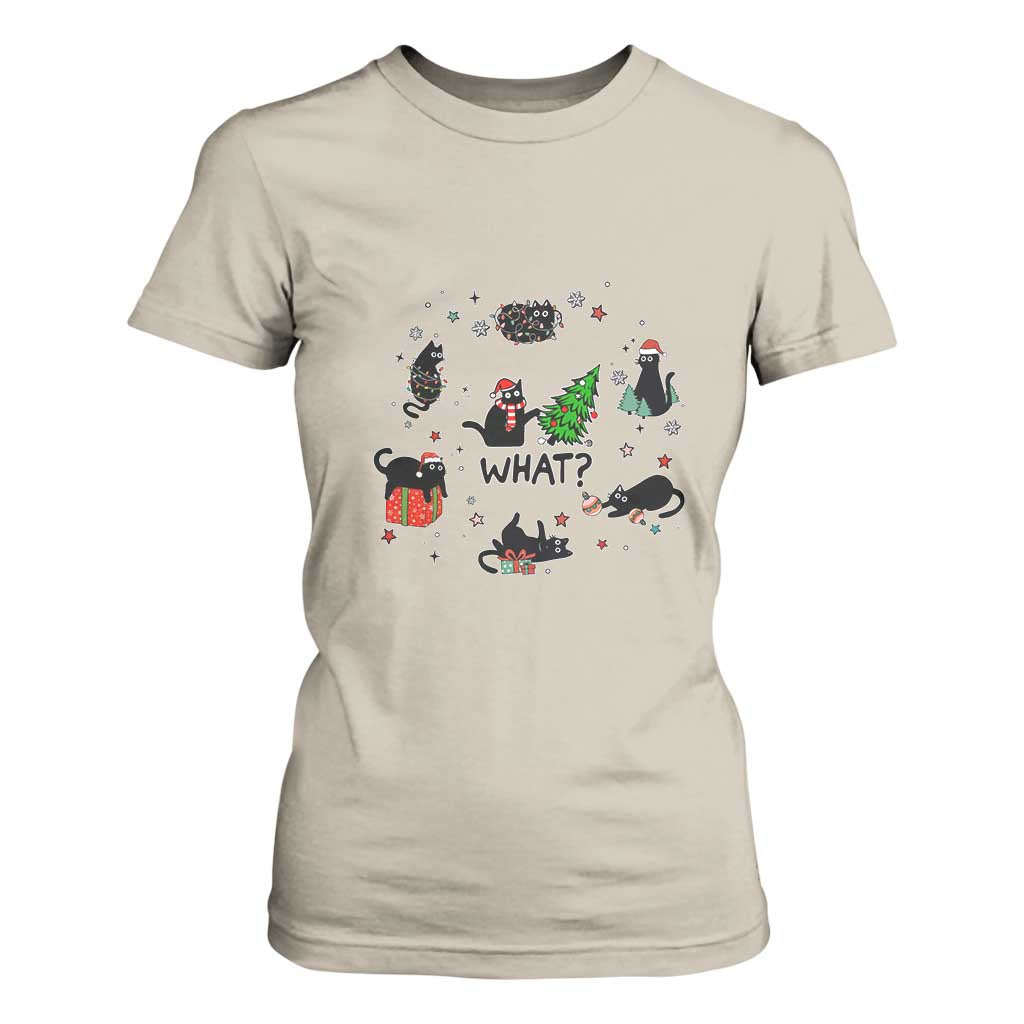 Cute Cat Christmas T Shirt For Women What? Funny Meowy Catmas Gift For New Year TS10 Sand Print Your Wear