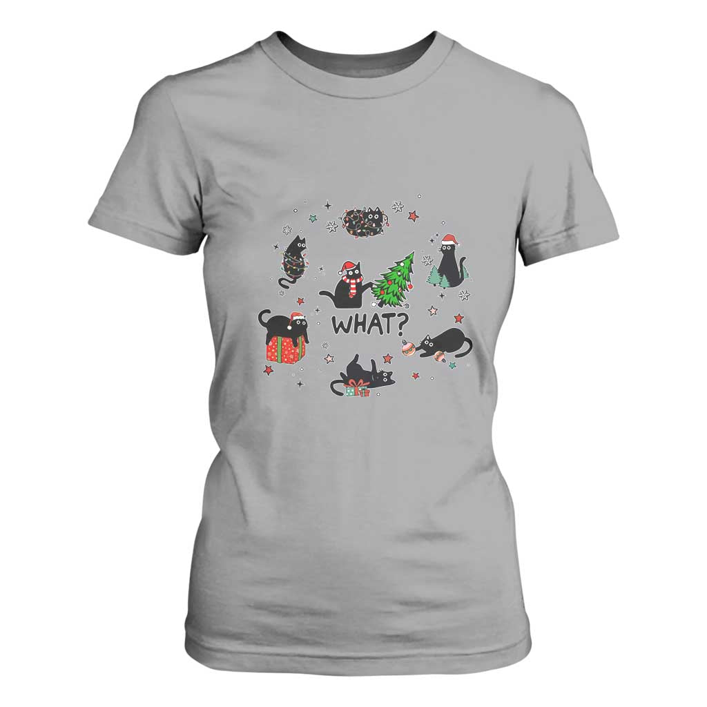 Cute Cat Christmas T Shirt For Women What? Funny Meowy Catmas Gift For New Year TS10 Sport Gray Print Your Wear