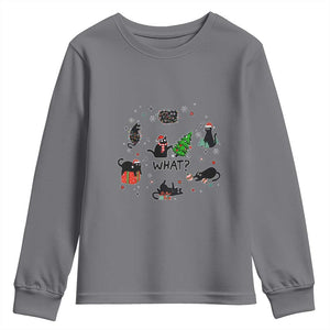 Cute Cat Christmas Youth Sweatshirt What? Funny Meowy Catmas Gift For New Year TS10 Charcoal Print Your Wear