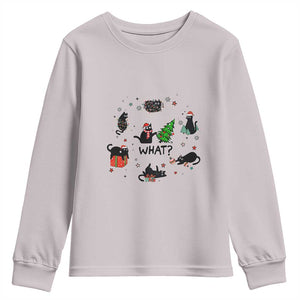 Cute Cat Christmas Youth Sweatshirt What? Funny Meowy Catmas Gift For New Year TS10 Ice Gray Print Your Wear