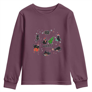 Cute Cat Christmas Youth Sweatshirt What? Funny Meowy Catmas Gift For New Year TS10 Maroon Print Your Wear