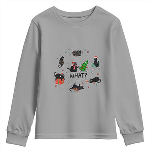 Cute Cat Christmas Youth Sweatshirt What? Funny Meowy Catmas Gift For New Year TS10 Sport Gray Print Your Wear