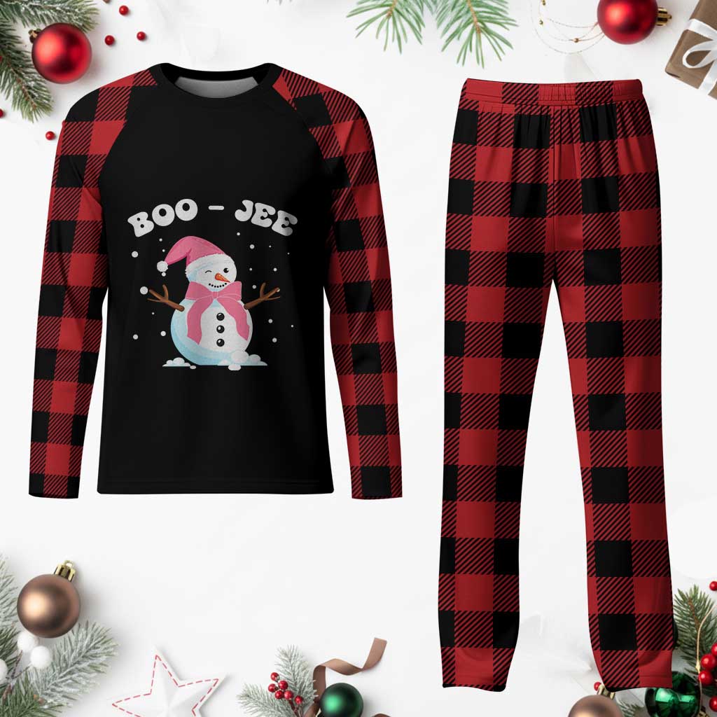 Bougie Snowman Plaid Pajama Set Pink Christmas Xmas Gifts TS10 Buffalo Plaid Print Your Wear