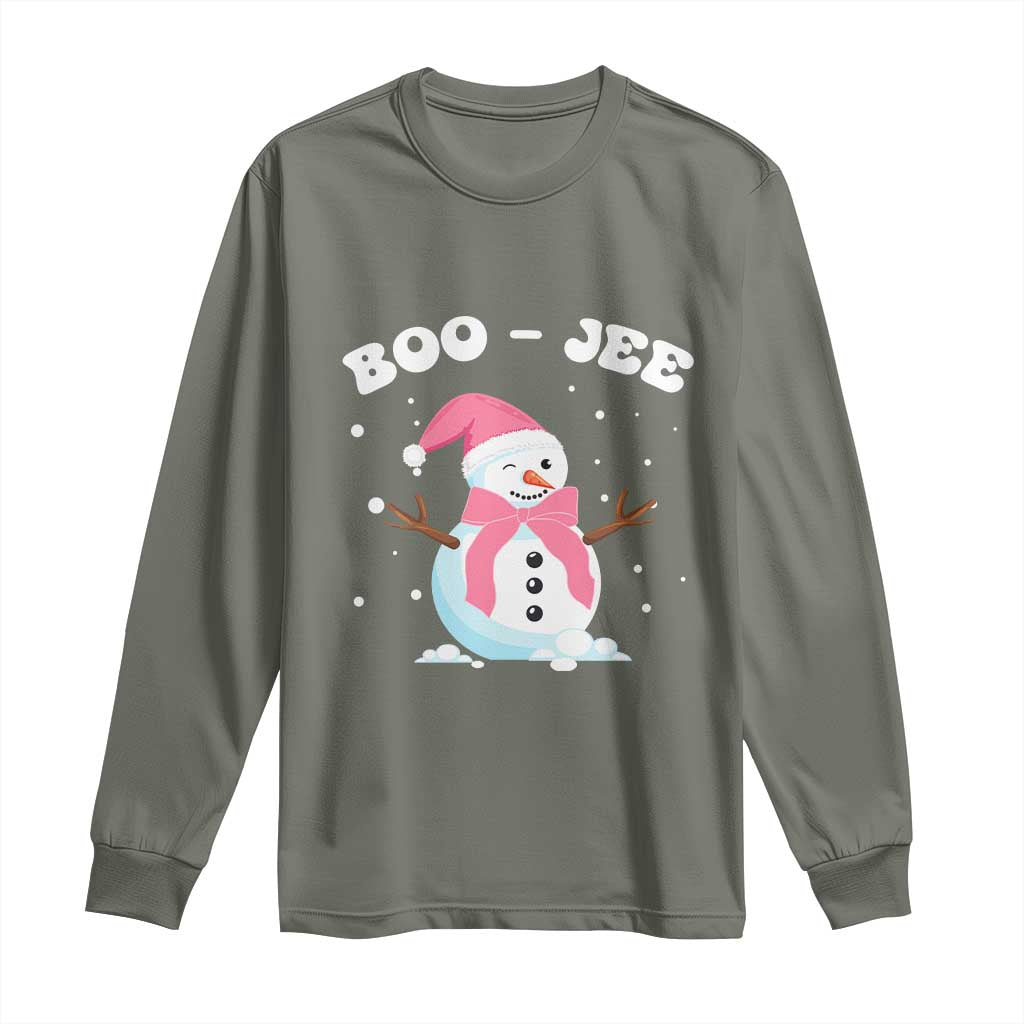 Bougie Snowman Long Sleeve Shirt Pink Christmas Xmas Gifts TS10 Military Green Print Your Wear
