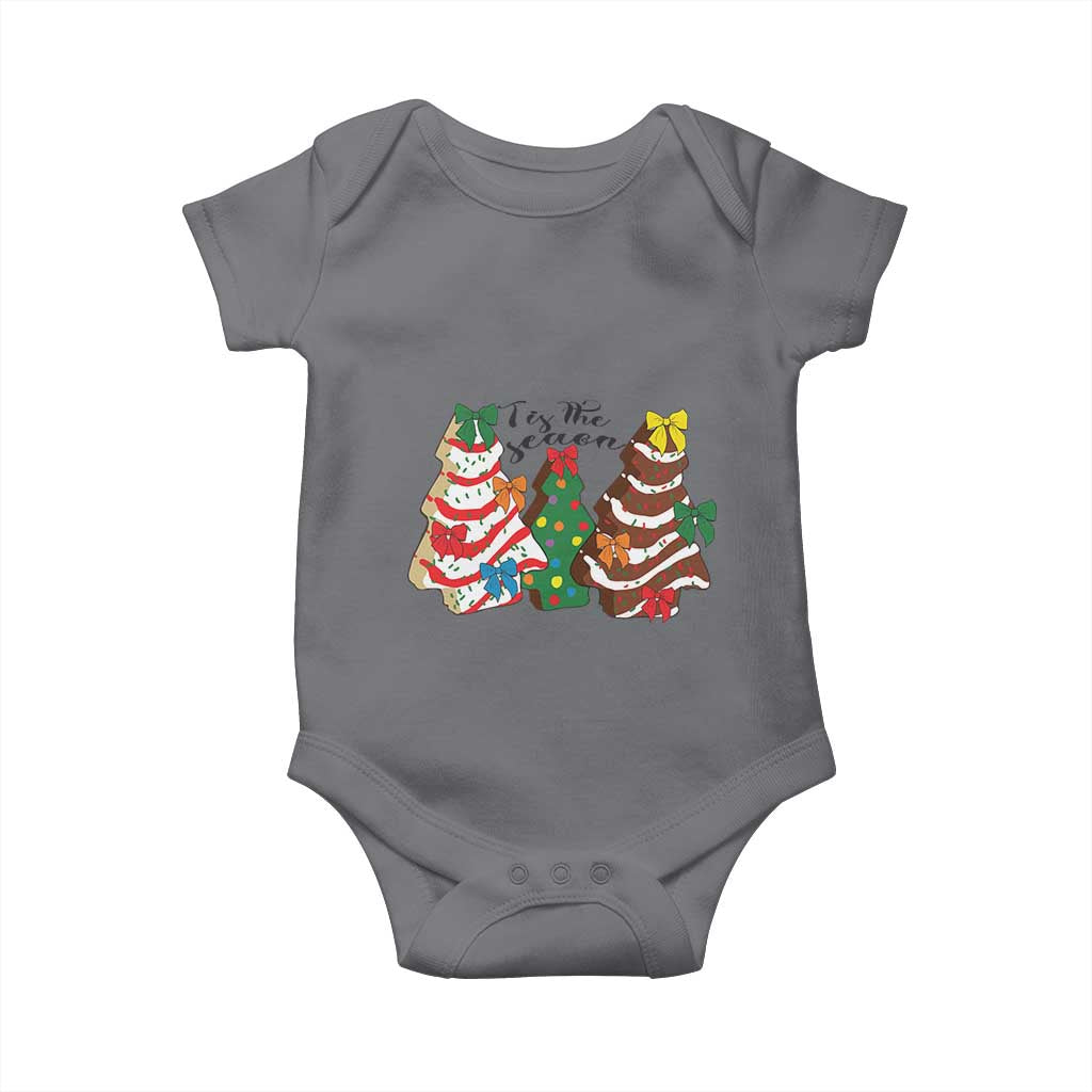 Christmas Cake Tree Bow Baby Onesie Tis The Season TS10 Charcoal Print Your Wear