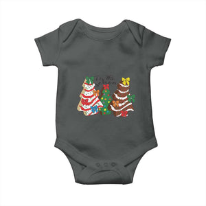 Christmas Cake Tree Bow Baby Onesie Tis The Season TS10 Dark Heather Print Your Wear