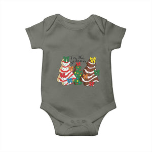 Christmas Cake Tree Bow Baby Onesie Tis The Season TS10 Military Green Print Your Wear