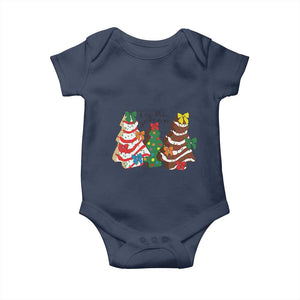 Christmas Cake Tree Bow Baby Onesie Tis The Season TS10 Navy Print Your Wear