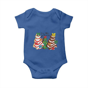 Christmas Cake Tree Bow Baby Onesie Tis The Season TS10 Royal Blue Print Your Wear