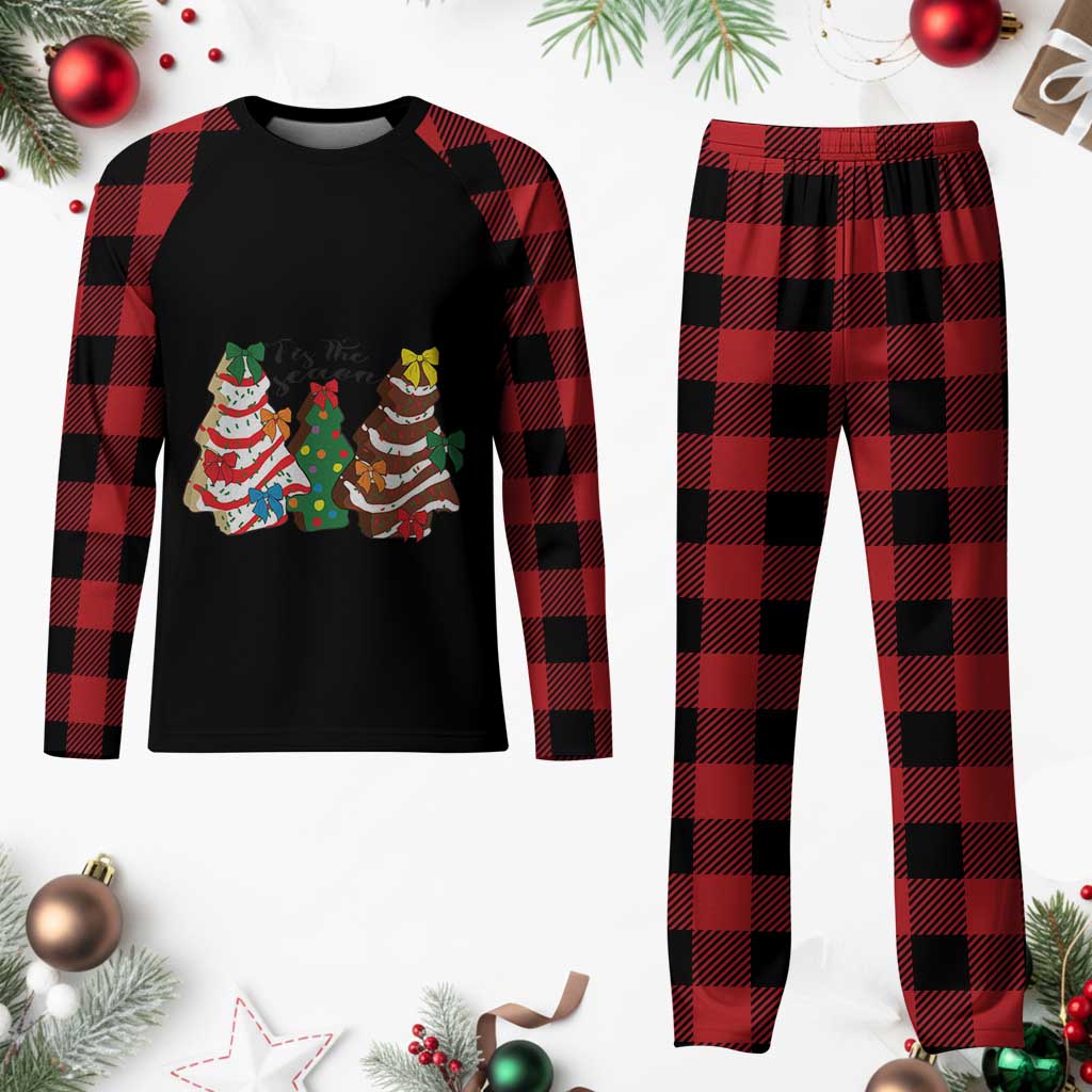 Xmas Cake Tree Bow Plaid Pajama Set Tis The Season TS10 Buffalo Plaid Print Your Wear