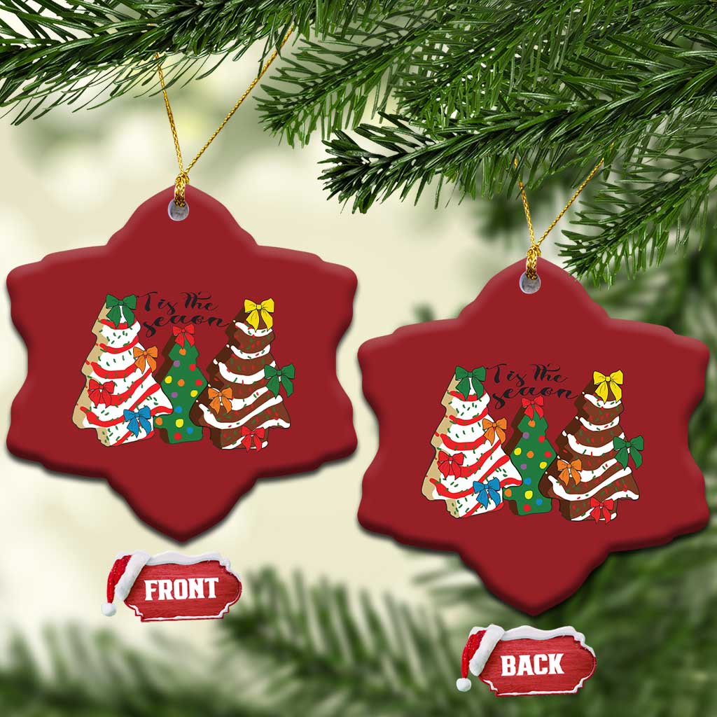 Xmas Cake Tree Bow Christmas Ornament Tis The Season TS10 Snow Flake Red Print Your Wear