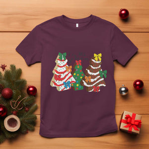 Christmas Cake Tree Bow T Shirt Tis The Season TS10 Maroon Print Your Wear