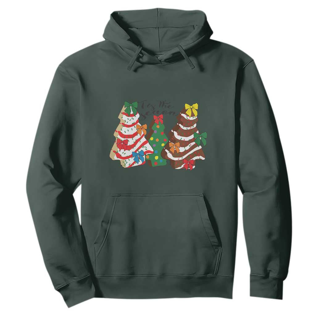 Christmas Cake Tree Bow Hoodie Tis The Season TS10 Dark Forest Green Print Your Wear