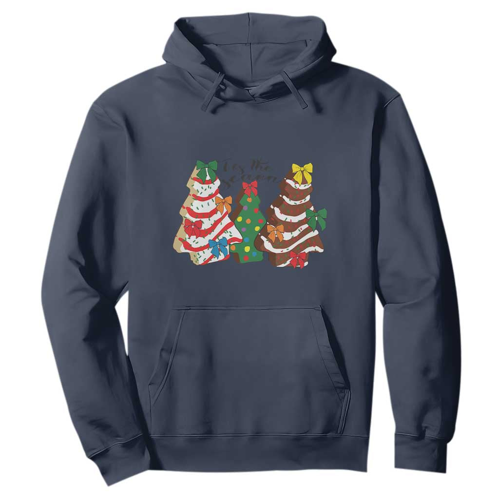 Christmas Cake Tree Bow Hoodie Tis The Season TS10 Navy Print Your Wear