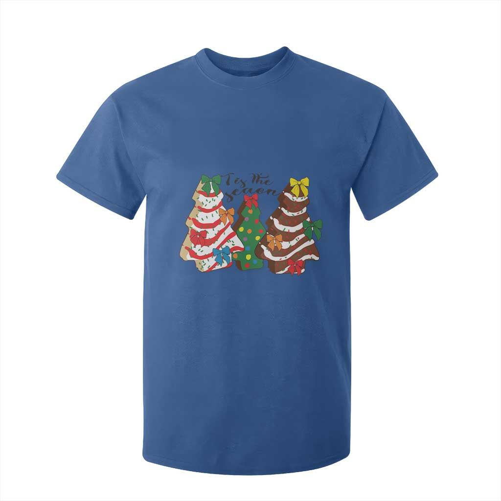Christmas Cake Tree Bow T Shirt For Kid Tis The Season TS10 Royal Blue Print Your Wear