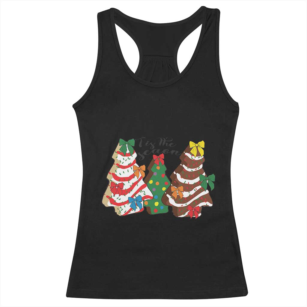Christmas Cake Tree Bow Racerback Tank Top Tis The Season TS10 Black Print Your Wear