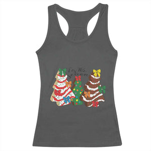 Christmas Cake Tree Bow Racerback Tank Top Tis The Season TS10 Dark Heather Print Your Wear