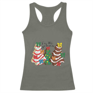 Christmas Cake Tree Bow Racerback Tank Top Tis The Season TS10 Military Green Print Your Wear