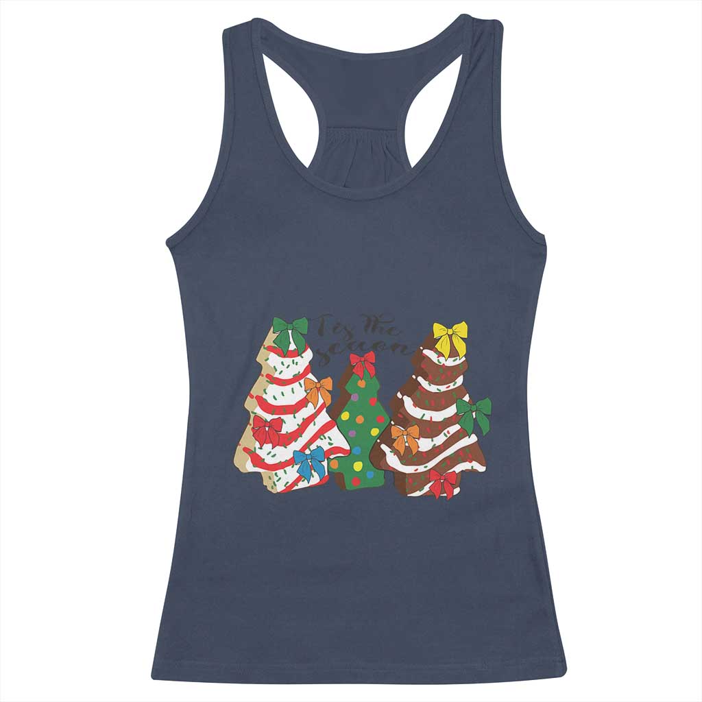Christmas Cake Tree Bow Racerback Tank Top Tis The Season TS10 Navy Print Your Wear