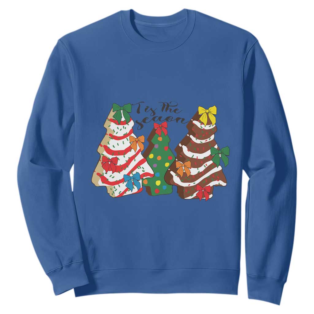 Christmas Cake Tree Bow Sweatshirt Tis The Season TS10 Royal Blue Print Your Wear