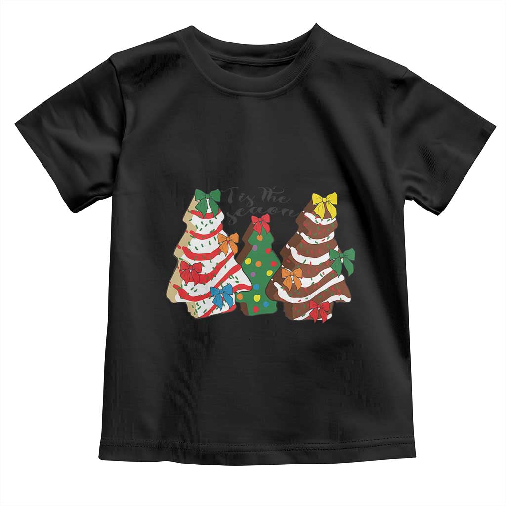 Christmas Cake Tree Bow Toddler T Shirt Tis The Season TS10 Black Print Your Wear