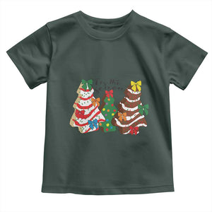 Christmas Cake Tree Bow Toddler T Shirt Tis The Season TS10 Dark Forest Green Print Your Wear