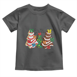 Christmas Cake Tree Bow Toddler T Shirt Tis The Season TS10 Dark Heather Print Your Wear