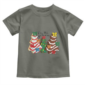 Christmas Cake Tree Bow Toddler T Shirt Tis The Season TS10 Military Green Print Your Wear