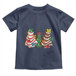 Christmas Cake Tree Bow Toddler T Shirt Tis The Season TS10 Navy Print Your Wear