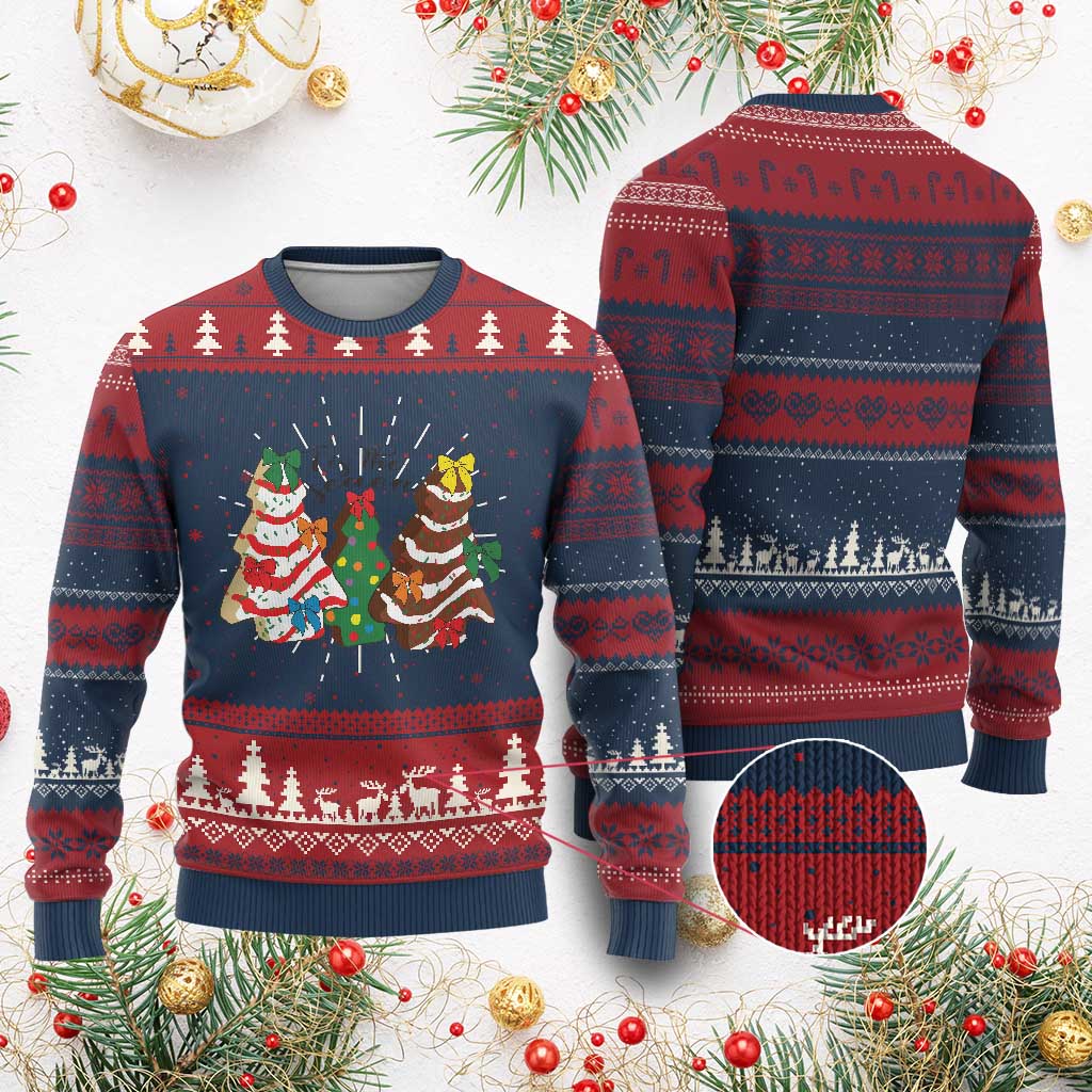Xmas Cake Tree Bow Ugly Christmas Sweater Tis The Season TS10 Burgundy Print Your Wear
