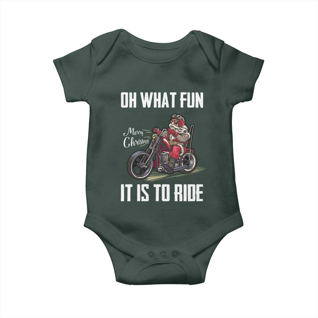 Funny Christmas Motorcycle Santa Baby Onesie Oh What Fun It Is To Ride Motorbike Rider Xmas Gift TS10 Print Your Wear