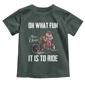 Funny Christmas Motorcycle Santa Baby Shirt Oh What Fun It Is To Ride Motorbike Rider Xmas Gift TS10 Dark Forest Green Print Your Wear