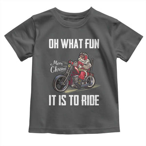 Funny Christmas Motorcycle Santa Baby Shirt Oh What Fun It Is To Ride Motorbike Rider Xmas Gift TS10 Dark Heather Print Your Wear
