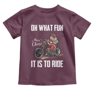 Funny Christmas Motorcycle Santa Baby Shirt Oh What Fun It Is To Ride Motorbike Rider Xmas Gift TS10 Maroon Print Your Wear