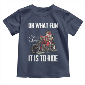 Funny Christmas Motorcycle Santa Baby Shirt Oh What Fun It Is To Ride Motorbike Rider Xmas Gift TS10 Navy Print Your Wear