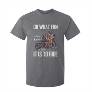 Funny Christmas Motorcycle Santa T Shirt For Kid Oh What Fun It Is To Ride Motorbike Rider Xmas Gift TS10 Charcoal Print Your Wear