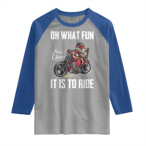 Funny Christmas Motorcycle Santa Raglan Shirt Oh What Fun It Is To Ride Motorbike Rider Xmas Gift TS10 Sport Gray Royal Print Your Wear