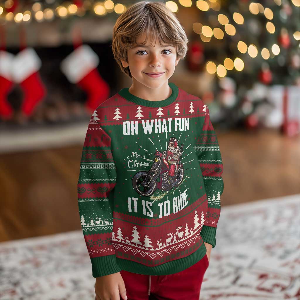 Funny Christmas Motorcycle Santa Ugly Christmas Sweater Oh What Fun It Is To Ride Motorbike Rider Xmas Gift TS10 Christmas Print Your Wear