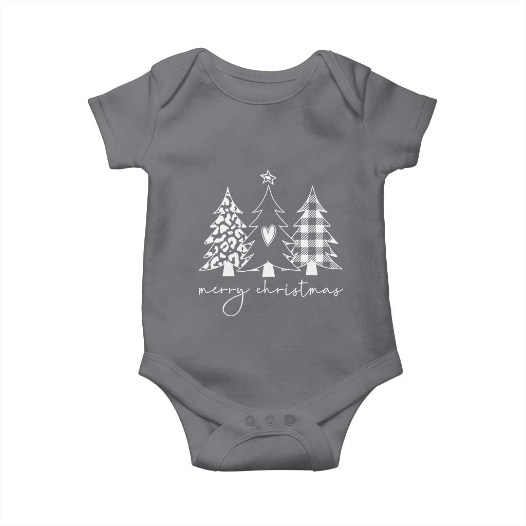 Merry & Bright Christmas Trees Baby Onesie Chic Winter Shirt Cute Holiday Tee Xmas Gift TS10 Charcoal Print Your Wear