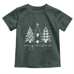 Merry & Bright Christmas Trees Baby Shirt Chic Winter Shirt Cute Holiday Tee Xmas Gift TS10 Dark Forest Green Print Your Wear