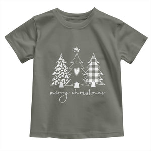 Merry & Bright Christmas Trees Baby Shirt Chic Winter Shirt Cute Holiday Tee Xmas Gift TS10 Military Green Print Your Wear