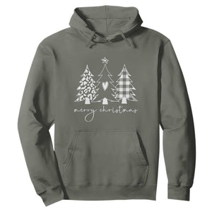 Merry & Bright Christmas Trees Hoodie Chic Winter Shirt Cute Holiday Tee Xmas Gift TS10 Military Green Print Your Wear