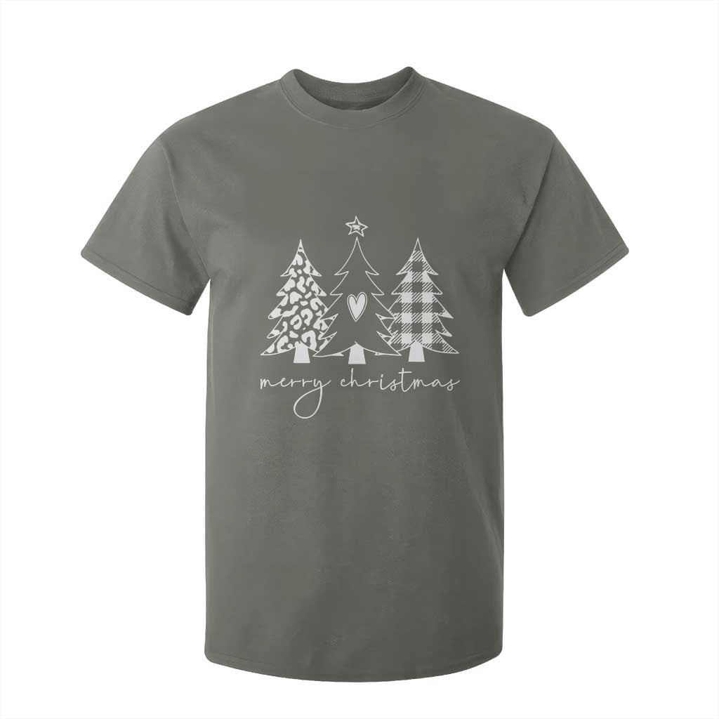 Merry & Bright Christmas Trees T Shirt For Kid Chic Winter Shirt Cute Holiday Tee Xmas Gift TS10 Military Green Print Your Wear