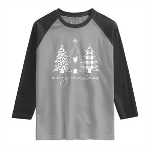 Merry & Bright Christmas Trees Raglan Shirt Chic Winter Shirt Cute Holiday Tee Xmas Gift TS10 Sport Gray Black Print Your Wear