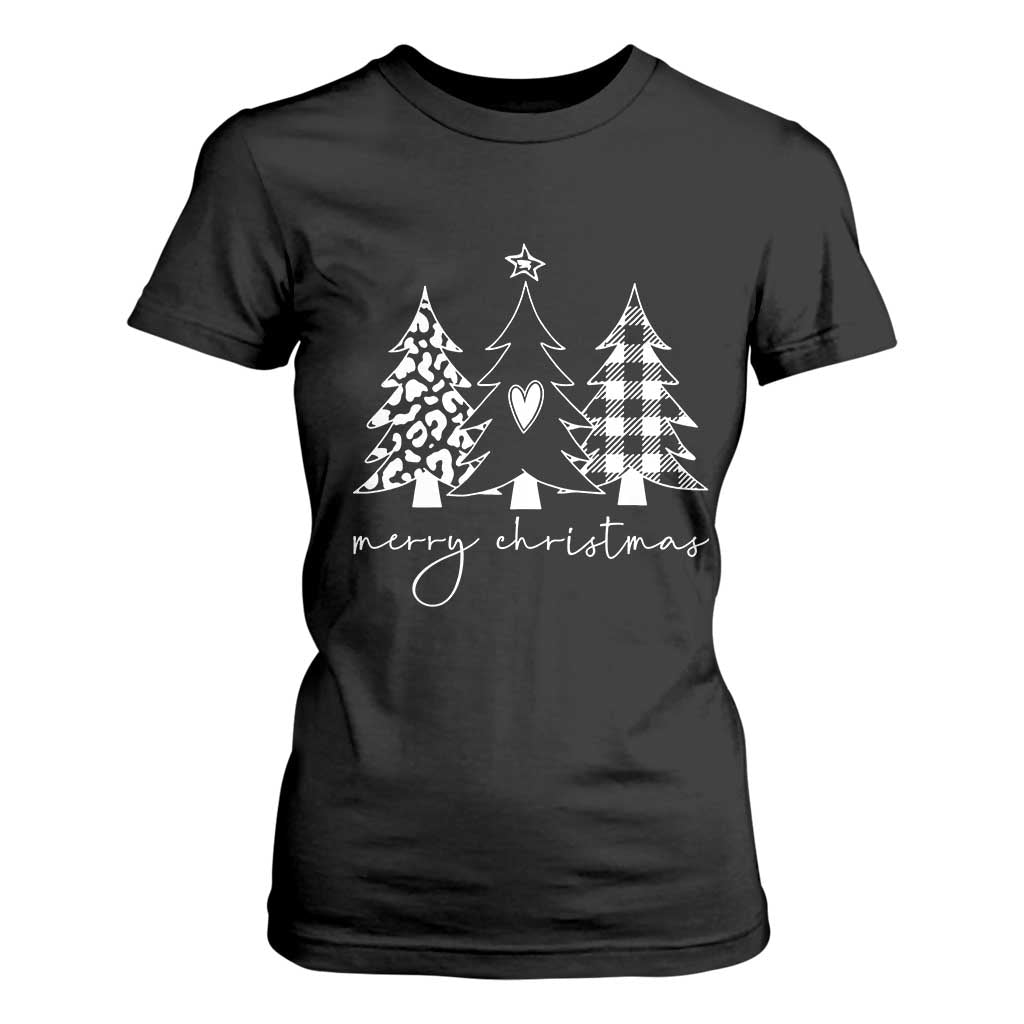 Merry & Bright Christmas Trees T Shirt For Women Chic Winter Shirt Cute Holiday Tee Xmas Gift TS10 Black Print Your Wear