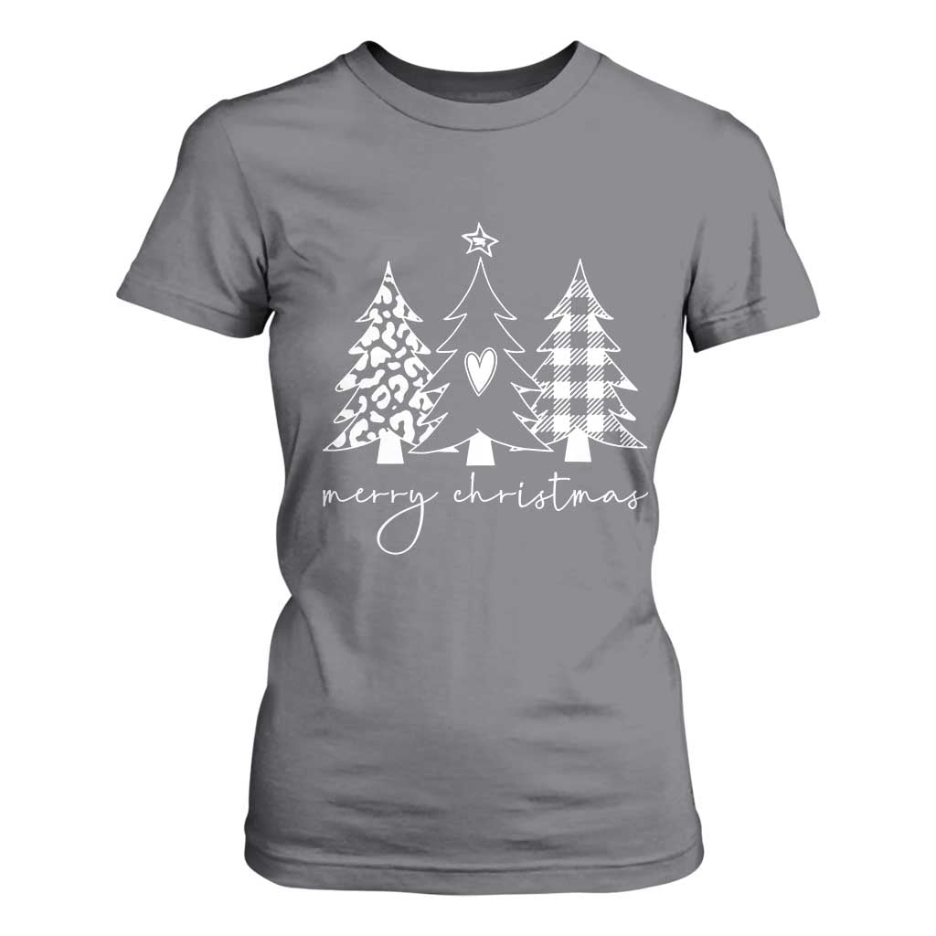 Merry & Bright Christmas Trees T Shirt For Women Chic Winter Shirt Cute Holiday Tee Xmas Gift TS10 Charcoal Print Your Wear